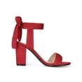 thumbnail image 3 of BLISSFUL STEP Women's Sandals Ankle Tie Back Open Toe Block Heels Red 7, 3 of 8