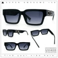 thumbnail image 2 of Luxe Lion Head Jewel Hinge Narrow Rectangle Horn Rim Plastic Sunglasses Black - Smoke, 2 of 8