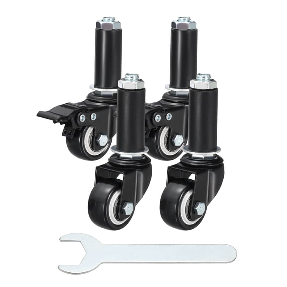 Uxcell 4pcs Prep Table Caster Wheels Set (1.5 Inch) - Heavy Duty Swivel Expanding Stem Casters with Brake for Commercial Kitchen Prep Tables Utility Cart Furniture Legs Worktable