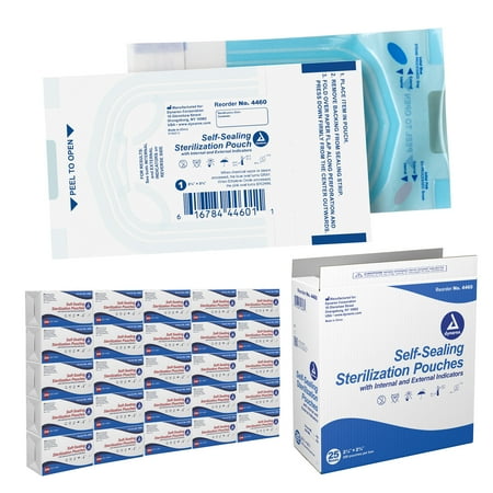 Dynarex Sterilization Pouches - Self-Sealing Autoclave Bags for Medical, Dental, Tattoo & Nail Care Tools - Blue-Tinted Transparent Cover, Dual Color Indicators, Size 2.25" x 2.75", 1 Case of 5000