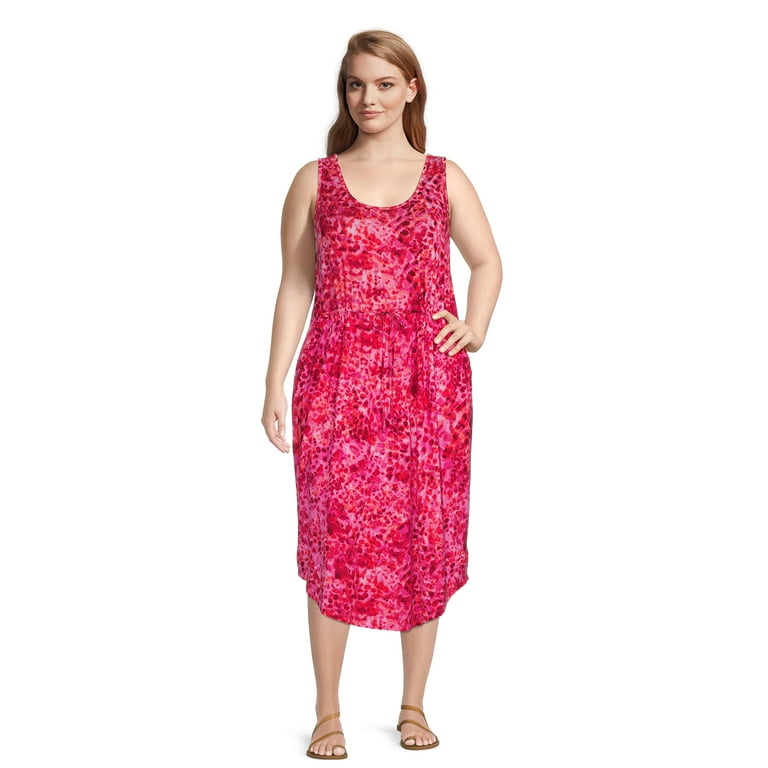 Terra Sky Women s Plus Size Drawstring Waist Tank Dress Walmart
