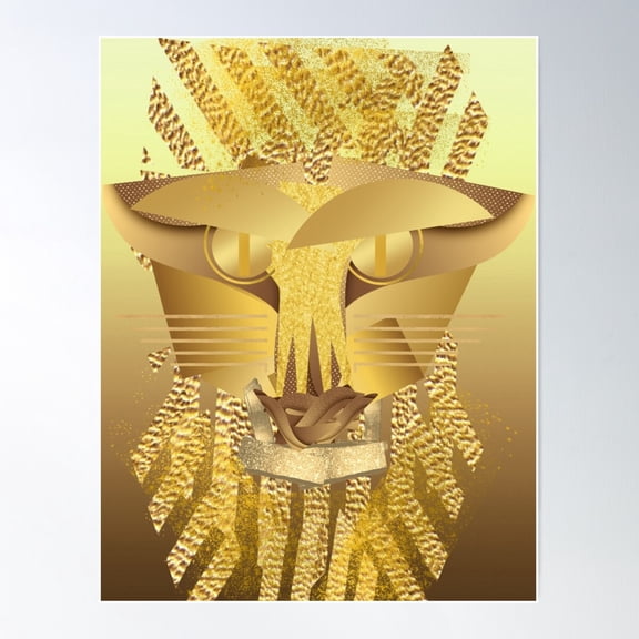 Golden Lion Poster Wall Art, Modern Wall Decor For Living Room Bedroom, 8x12 UNFRAMED