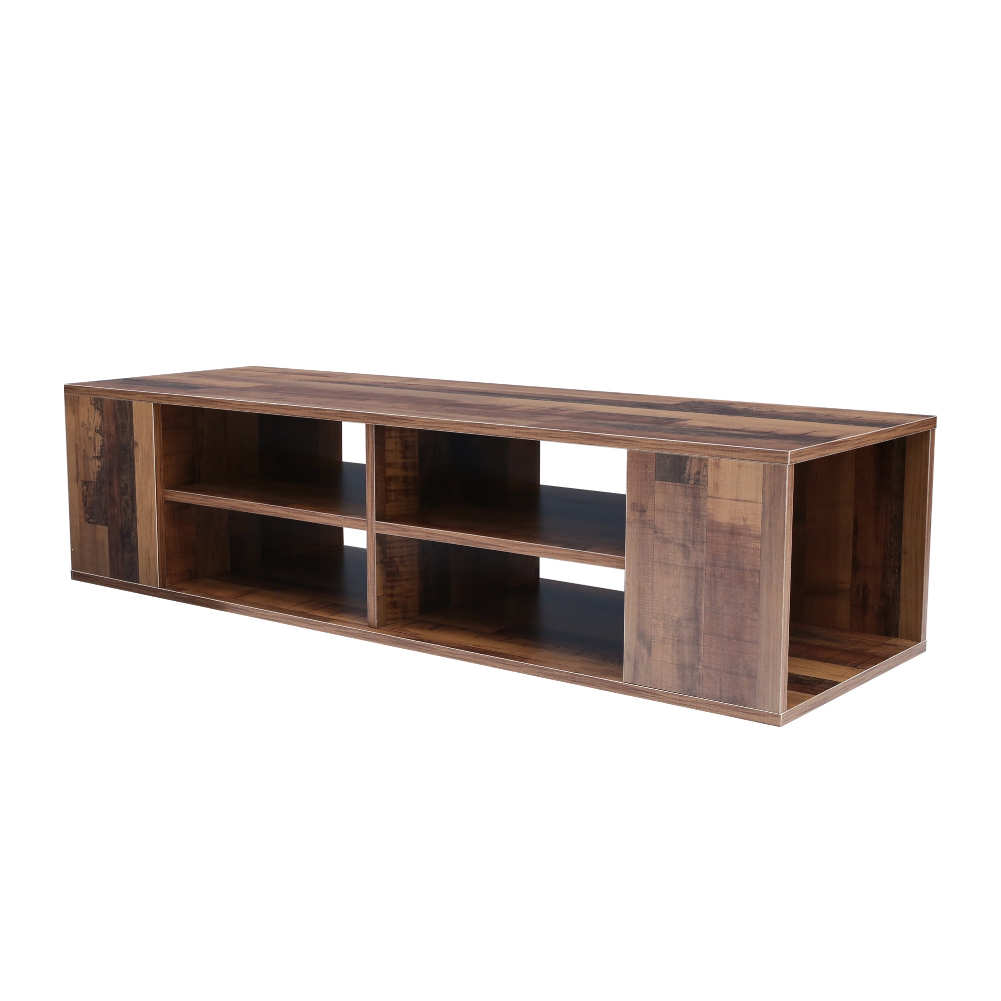 Resenkos Modern Wood Wall Mounted Media Console, 47inch Floating TV Stand Component Shelf with Height Adjustable, Brown