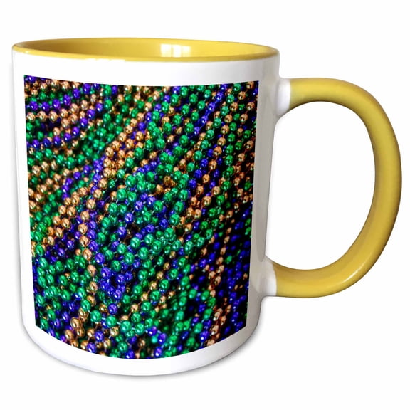 3drose, Louisiana, New Orleans, Market, Mardi Gras Beads - Us19 Wbi0184 - Walter Bibikow, 11oz Two-tone Yellow Mug