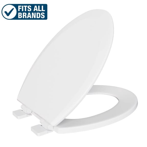 Elongated Closed Front Toilet Seat in White with Soft Close