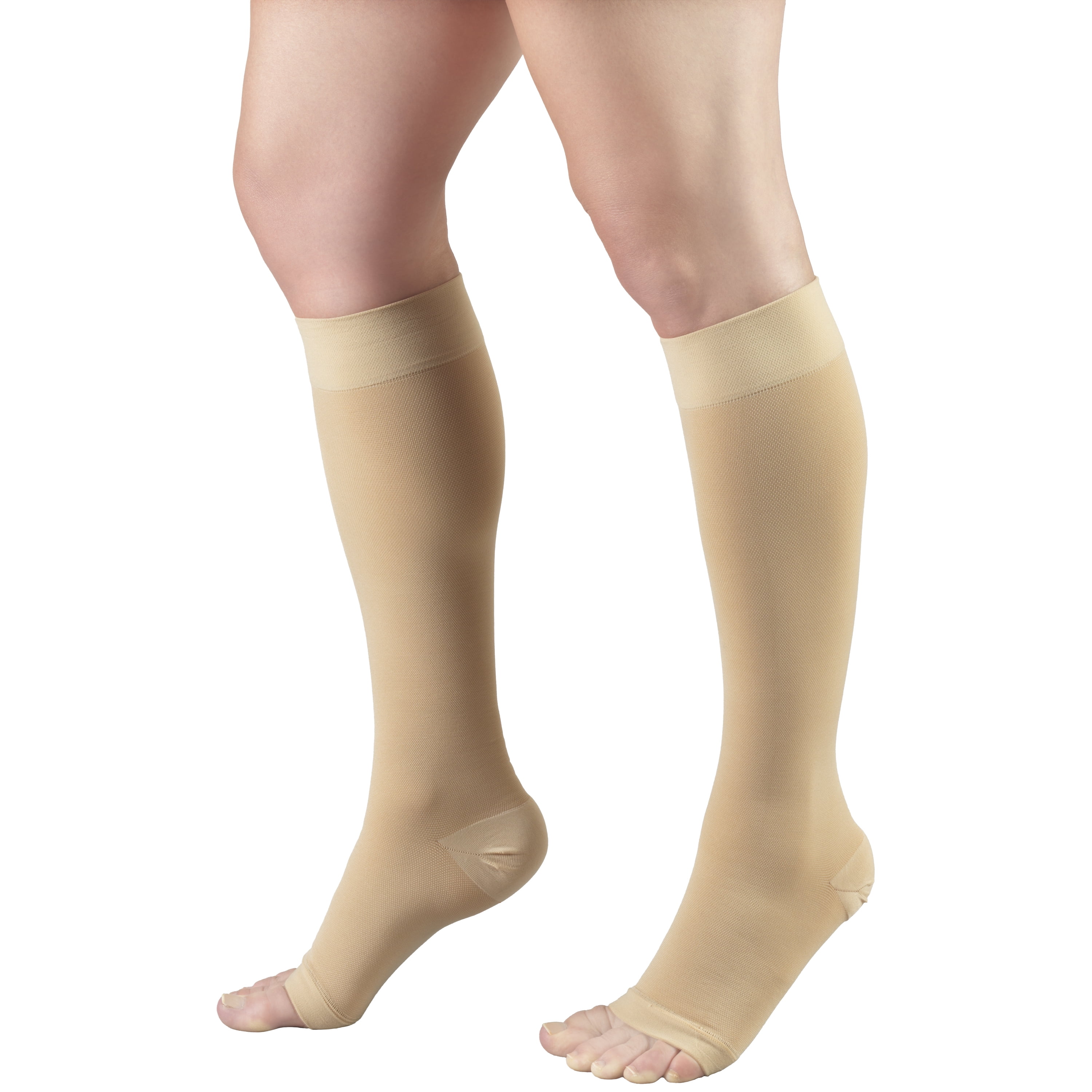 Truform Knee High Stockings, Open Toe: 20 - 30 mmHg, Beige, X-Large ...