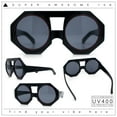 thumbnail image 2 of Circle Lens Victorian Octagon Flat Top Geometric Thick Plastic Sunglasses All Black, 2 of 8