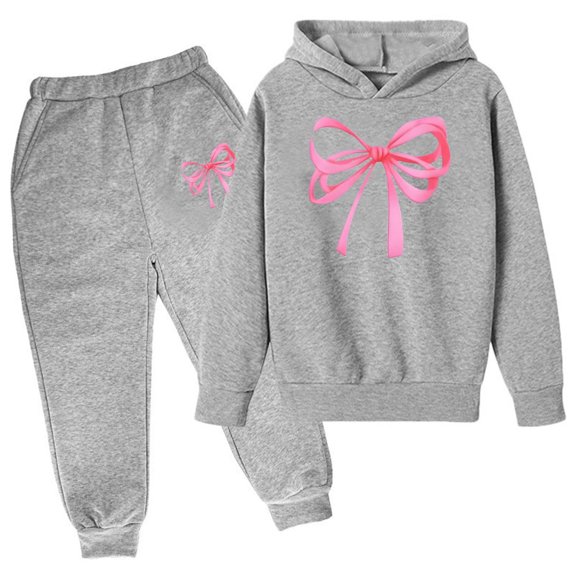 SUSUSU Girls Two Piece Outfit Set, Cozy Printed Hoodie and Soft Pants, Comfy Daily Wear, Toddler Youth Fashion