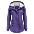 thumbnail image 2 of Jinhomg Soft Shell Winter Coats for Women Soft Cozy Fleece Lined Puffer Jacket Plus Size Warm Long Sleeve Double Closure Hooded Coat with Drawstring Limited Time Deal Purple XXXXXL, 2 of 6