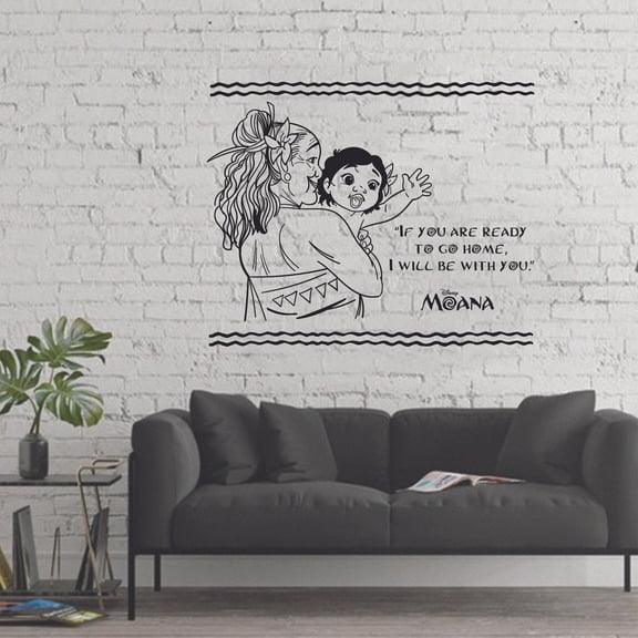 If You Are Ready To Go Home I Will Be With You Gramma Tala Quote Moana Vinyl Wall Art Sticker Wall Decal Home Decoration Girl Boy Room Wall Decor Kinder Nursery Kids Children Room Size (10x10 inch)