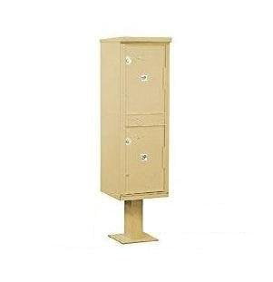 Outdoor Parcel Locker (Includes Pedestal and Master Commercial Locks) - 2 Compartments - Sandstone - Private Access