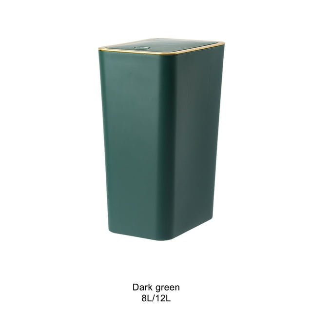 mmirethe Elegant Trash Can For Wide Application Sturdy And Durable Plastic Trash Can With Lid Waste Container Garbage Can dark green G2531(12L)