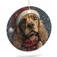 thumbnail image 2 of Happy Holidays Cocker Spaniel Dog Ornament Dog in Red Santa Hats Unique Christmas Ornament Round Two-Sided Printed Christmas Keepsake Ideas for Women Men, 2 of 7