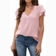 thumbnail image 1 of Blusa de verano transpirable con manga corta y cuello en V para mujer, para citas diarias, compras, rosa, S, 1 of 6