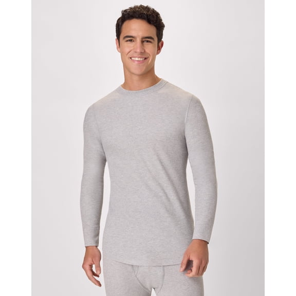 Hanes Men's Long-Sleeve Thermal Shirt, Reversible, Crewneck Gray L
