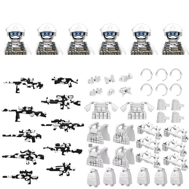 Bloques de construcción militares para niños, figuras de soldados de las Fuerzas Especiales fantasma, accesorios de bandoleras, mochilas de pistola, chalecos, cinturones, armas, juguete