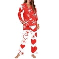 thumbnail image 3 of Renewold Breathable Snowflake Pajama Sleepwear Set of 2 Red Hearts Women Button Down Loungewear Sets Valentine's Day Fashion O-Neck Beach Wear Pjs Shirt Size XS, 3 of 6
