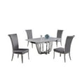 thumbnail image 2 of Milan Juliet Dining Set w/ Carrara Marble Table & 4 Gray Faux Leather Chairs, 2 of 20