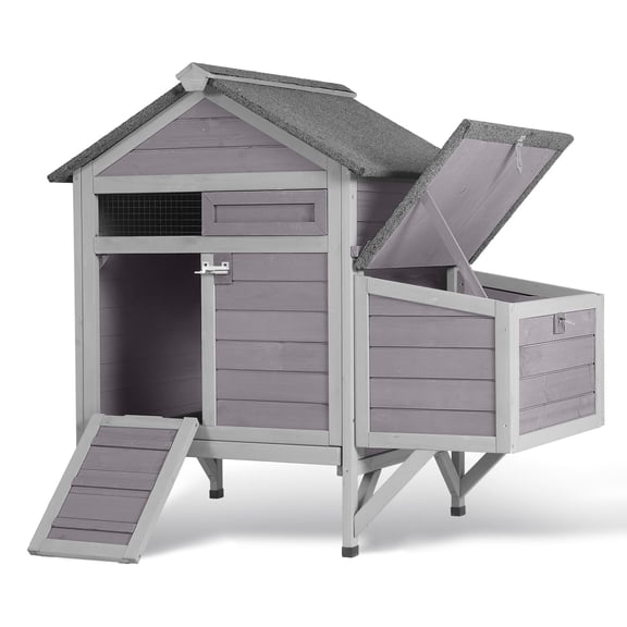 Aivituvin 40.9" Chicken Coop for 2-3 Chickens with Nesting Box, Weatherproof Roof & Metal Tray, Raised Chicken House for Outdoor