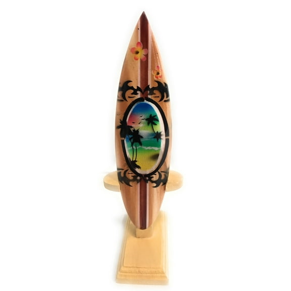 Surfboard w/ Stand Palms & Plumeria Design 6" - Trophy | #lea01f15