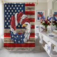 thumbnail image 4 of U.S. Flag Eagle Feather Shower Curtain, 48" x 72", Independence Day Red Wood Striped Vintage Waterproof Bathroom Curtain Washable Shower Curtain Set with 12 Hooks, 4 of 9