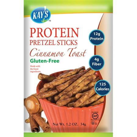 Kay's Naturals Pretzel Sticks, 12 Grams of Protein, Cinnamon Toast, 1.2 Oz, 6