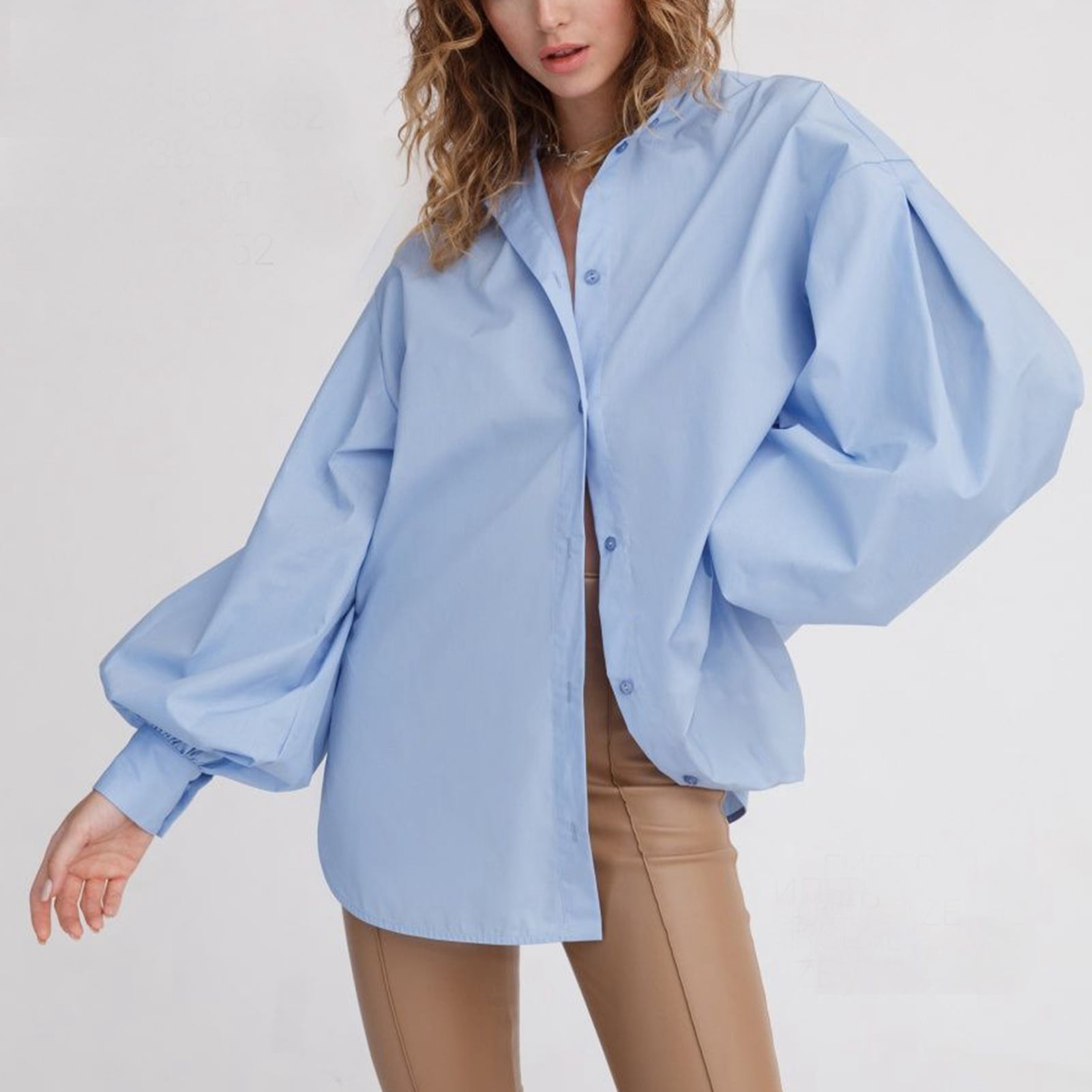 トップス CLANE LANTERN SLEEVE TOPS White Lantern Sleeve Shirt