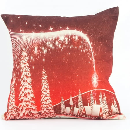 Indoor Home Decor - NK Home Cotton Linen Cushion Cover Indoor Decorative Throw Pillow Case Sofa Decor Christmas Xmas Decoration Square 18
