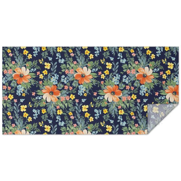 Pioneer Flower Floral Print Pattern Rectangle Tablecloth 60"x120", Waterproof Polyester Table Cloth, Wipeable Spillproof for Dining Camping Indoor Outdoor