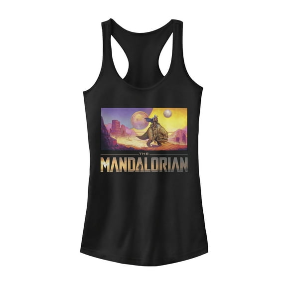 Junior's Star Wars: The Mandalorian Dreamscape Journey Racerback Tank Top Black X Small