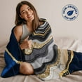 thumbnail image 5 of Flannel Fleece Throw Blanket Blue Grey Marble Texture Lightweight Soft Plush Blankets,Gold Foil Abstract Stripe Cozy Warm Throw Blanket for Couch Sofa Bed Car Office All Season Use 60x80in, 5 of 9