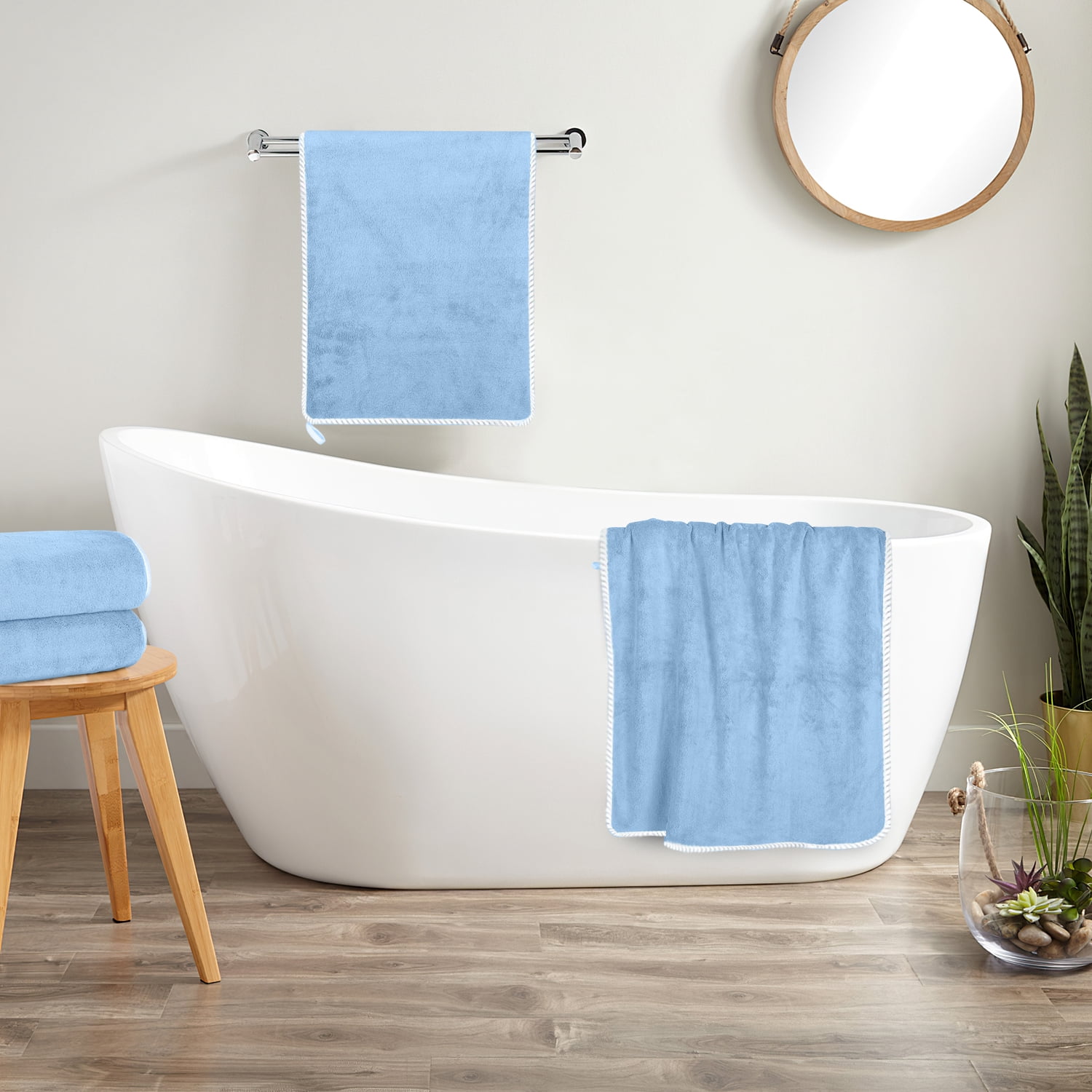 Large Bath Towels 35" x 70", Extra Soft & Highly Absorbent Bath Sheets Set of 4, Quick Dry Lightweight Shower Towels for Bathroom Gym Travel Swim, Durable Bath Towels for Adult,Pet， Blue