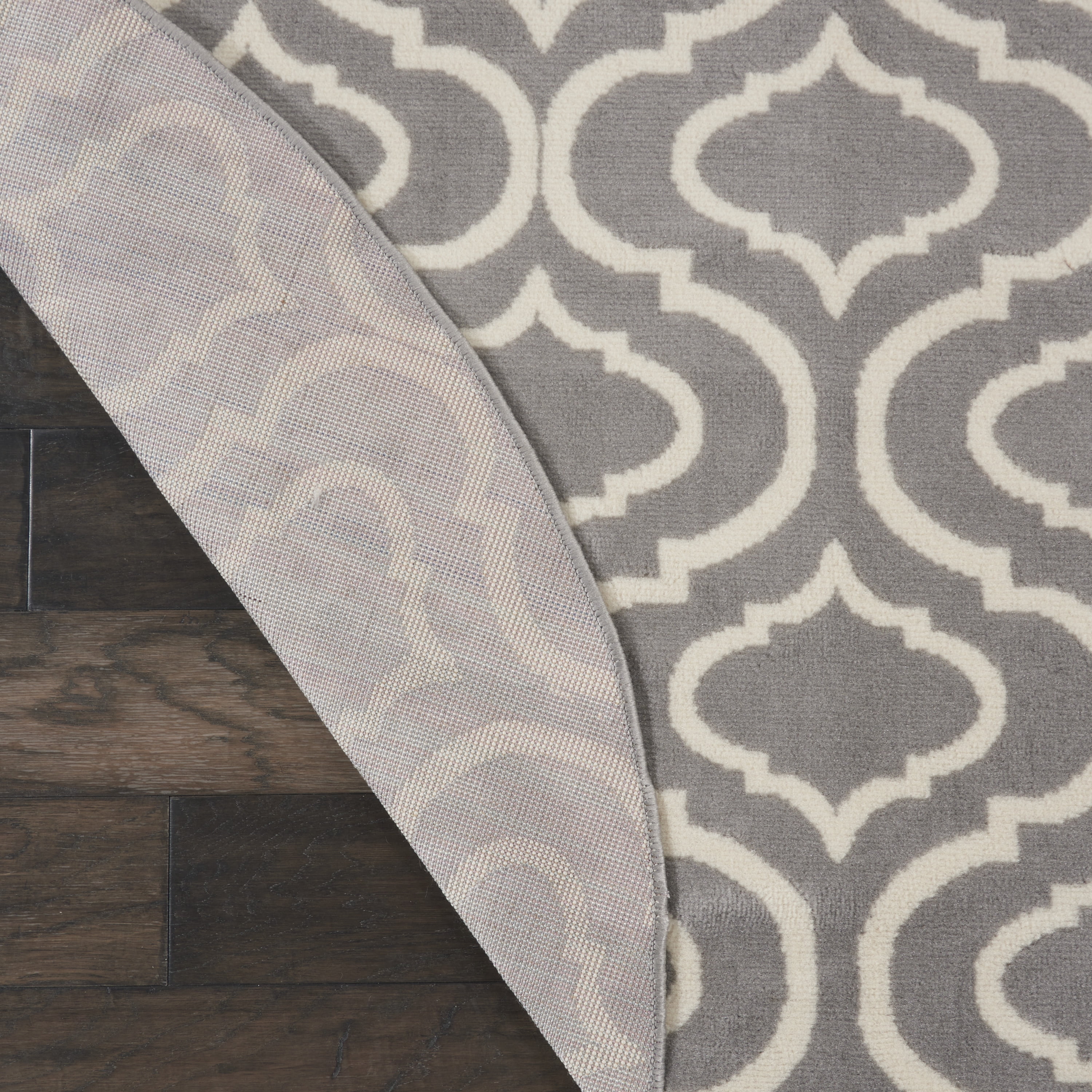 Nourison Bliss Transitional Moroccan Grey 5'3" x Round Area Rug, (5' Round)