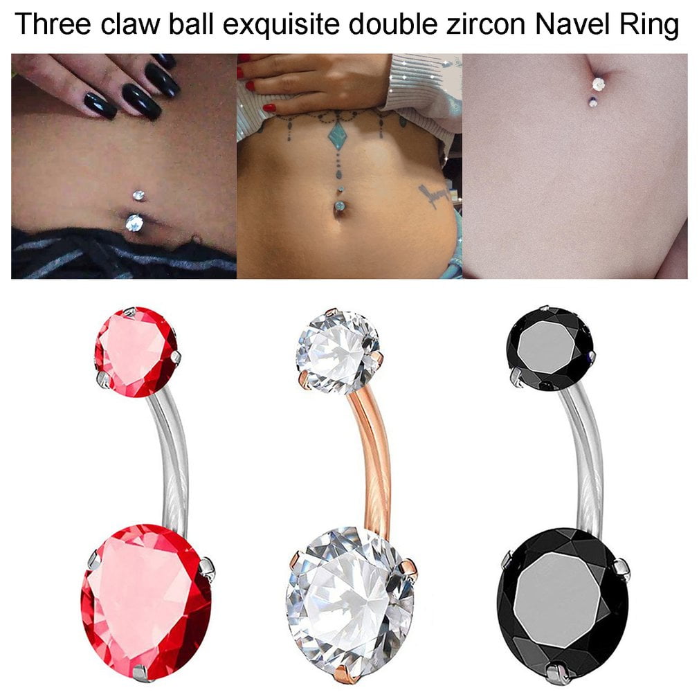 Crystal Navel Dangle Silver Beautiful Rhinestone Belly Ring Three Claw Very