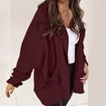 thumbnail image 5 of QQAMB Women's Sweatshirts Casual Solid Color Long Sleeve Zipper Hoodies Sweatshirts Loose Coat with Pocket Wine S, 5 of 8