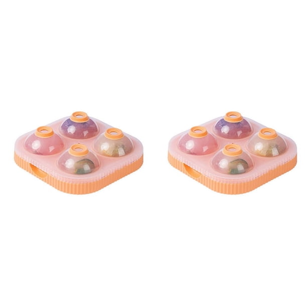 2X MáQuina para Hacer Bolas de Hielo Grande, 6,5 Cm, Esfera Redonda Grande, Bolas Altas, Bandeja con Molde para Cubitos de Hielo para Herramientas Barra CóCteles de Whisky, Naranja