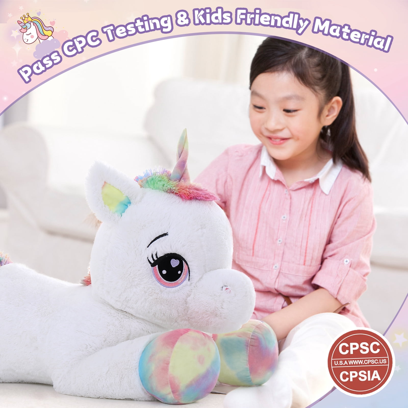 MaoGoLan 43'' Giant Unicorn Stuffed Animal Cute White Unicorn Plush Toy