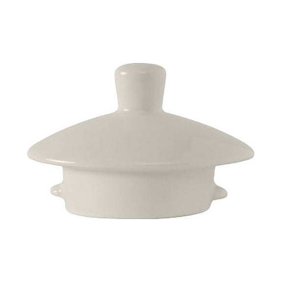 Tuxton China AMU-102L Coffee Pot Lid Only, for AMU-102, microwave & dishwasher safe, oven proof, fully vitrified, lead-free, ceramic, AlumaTux, Modena, Pearl White, Pack of 12