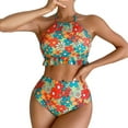 thumbnail image 1 of TSADFHJI Maillots de Bain pour Femmes Orange Bikini Imprimé Élégant et Confortable Ensemble S Vert, 1 of 9
