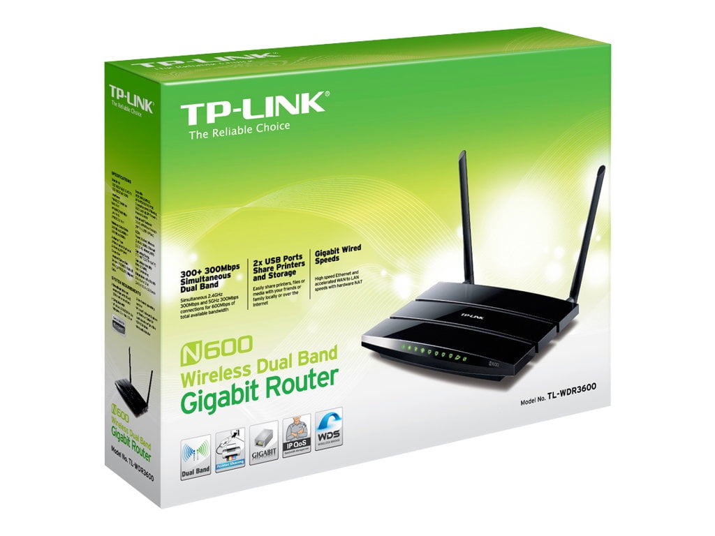 irregular Useful before TP-Link TL-WDR3600 N600 Dual Band Gigabit Router with Twin USB Ports - Wireless  router - 4-port switch - GigE - Wi-Fi - Dual Band - Walmart.com