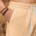 thumbnail image 6 of Mens Casual Soft Cotton Linen Long Shorts Knee Below Sport Running Lounge Work Shorts Capri Pant Size 2XL Beige, 6 of 7
