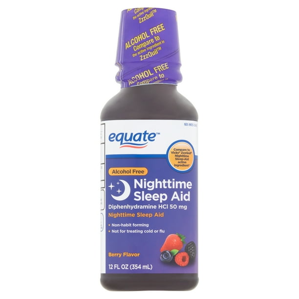 Equate Alcohol Free Berry Flavor Nighttime Sleep Aid, 12 fl oz