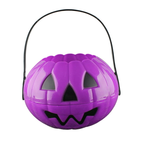 Cubo de calabaza de Halloween, 1 pieza, cubo pequeño de plástico con forma de calabaza para niños, cubo de calabaza, cubo de calabaza, cubo de dulces de Halloween, cesta de calabaza de Halloween