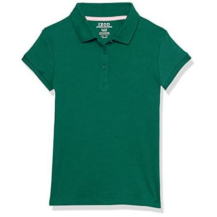 IZOD FOREST GREEN Girls' School Uniform Short Sleeve Interlock Polo Shirt, US 4T