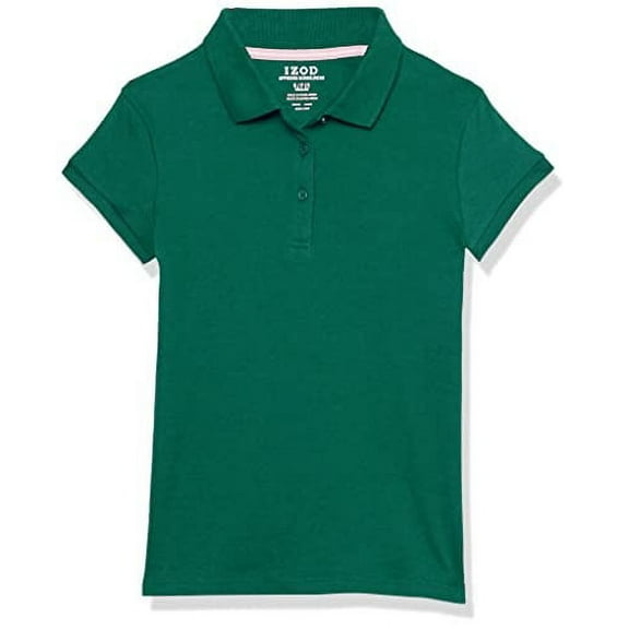 IZOD FOREST GREEN Girls' School Uniform Short Sleeve Interlock Polo Shirt, US 4T