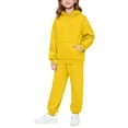 thumbnail image 6 of UACY Girls Boys Athletic Matching Sets Sweatsuit 2 Piece Tracksuit Jogging Suits Hooded Sweatshirt and Jogger Sweatpants Sweat Set (Yellow, 15-16 Years), 6 of 9