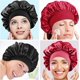 thumbnail image 2 of 2 gorros de dormir de satén sin ala, gorro de dormir de seda sin ala, gorro de dormir de satén para mujeres y niñas con protección para el cabello largo (negro, rojo) ER, 2 of 5