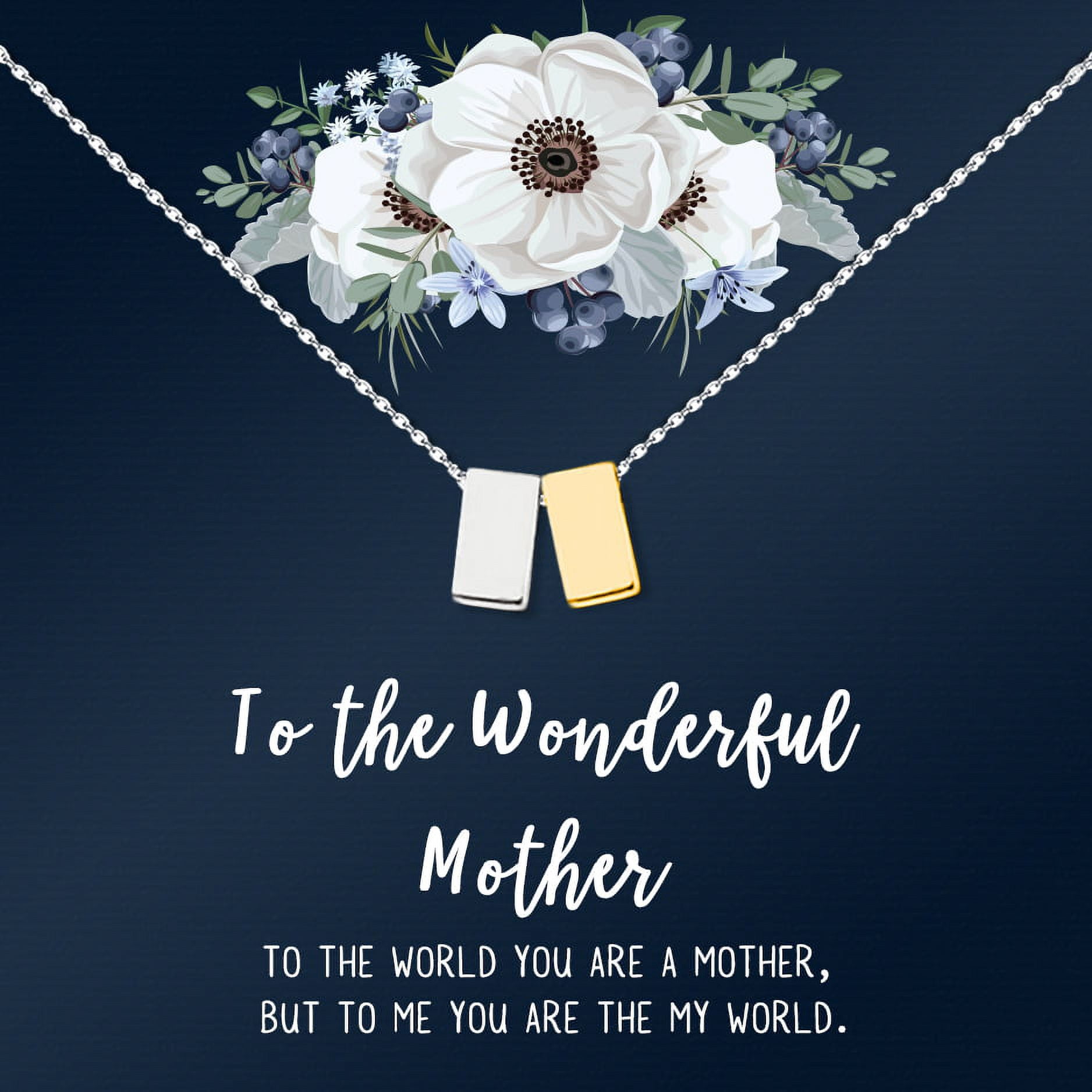 To The Wonderful Mother Mother's Day Gift, Mother's Day Gift for Her, Mother's Day Gift for Her, Gift for Mom,Jewelry Gift for Mom, Necklace Gift for Mom [Silver-Gold, No-Personalized Card]