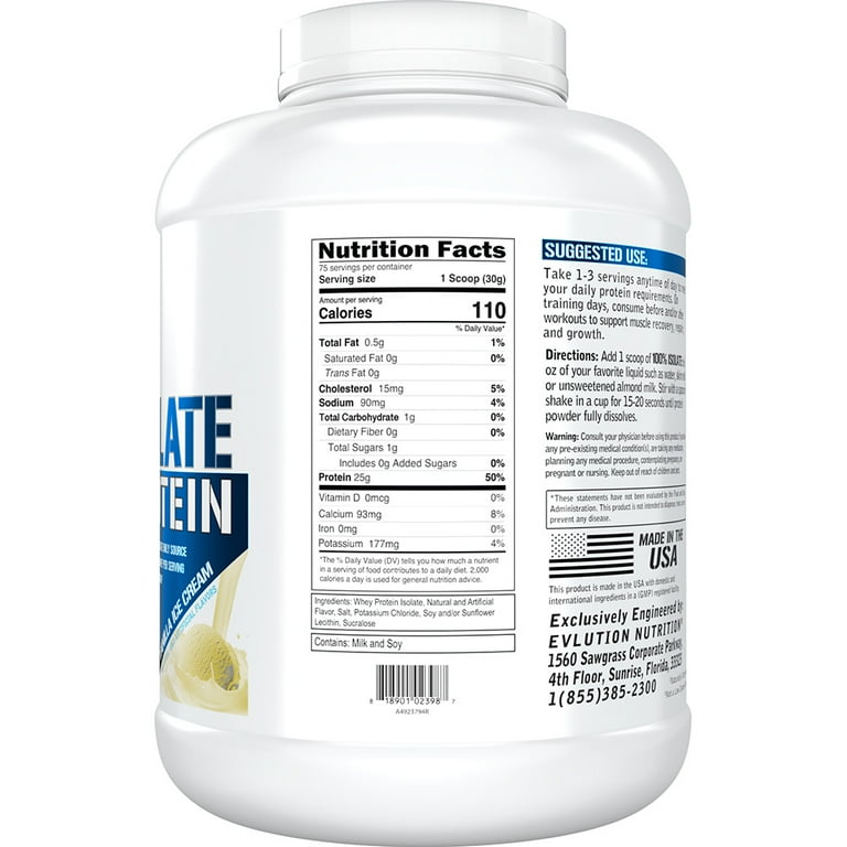 Evlution Nutrition 100% Whey Protein バニ Evlution Nutrition 100% Whey Protein Powder 5 LB - Low Carb