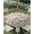 thumbnail image 3 of Square Outdoor Tablecloth with Umbrella Hole Vintage Spring Floral Outside Table Cloth Waterproof Patio Table Cover Summer Botanical Farmhouse Zipper Tablecloths for Picnic Party Camping 54x54 Inch, 3 of 8